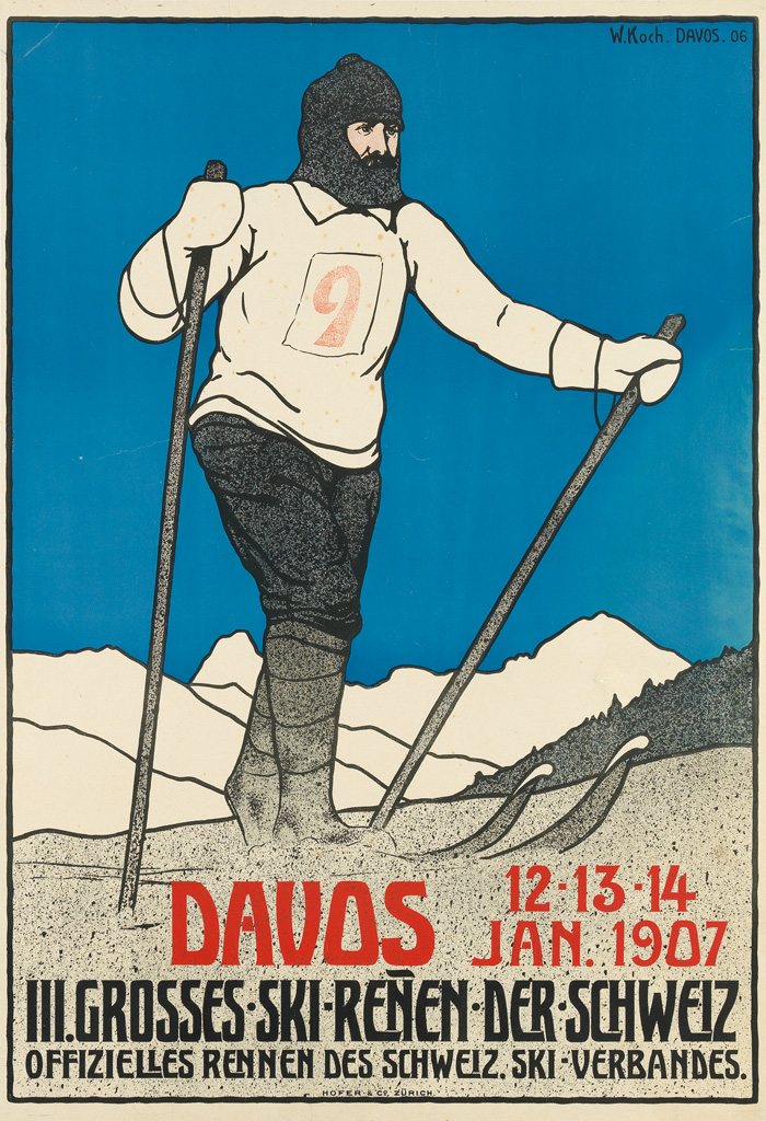 WALTHER KOCH (1875-1915). DAVOS / III. GROSSES SKI - REÑEN DER SCHWEIZ. 1907. 38x26 inches, 98x67 cm. Hofer & Co., Zurich.